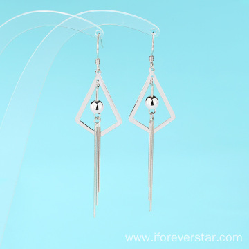 Silver 925 Geometric Statement Earrings Tassel Earrings